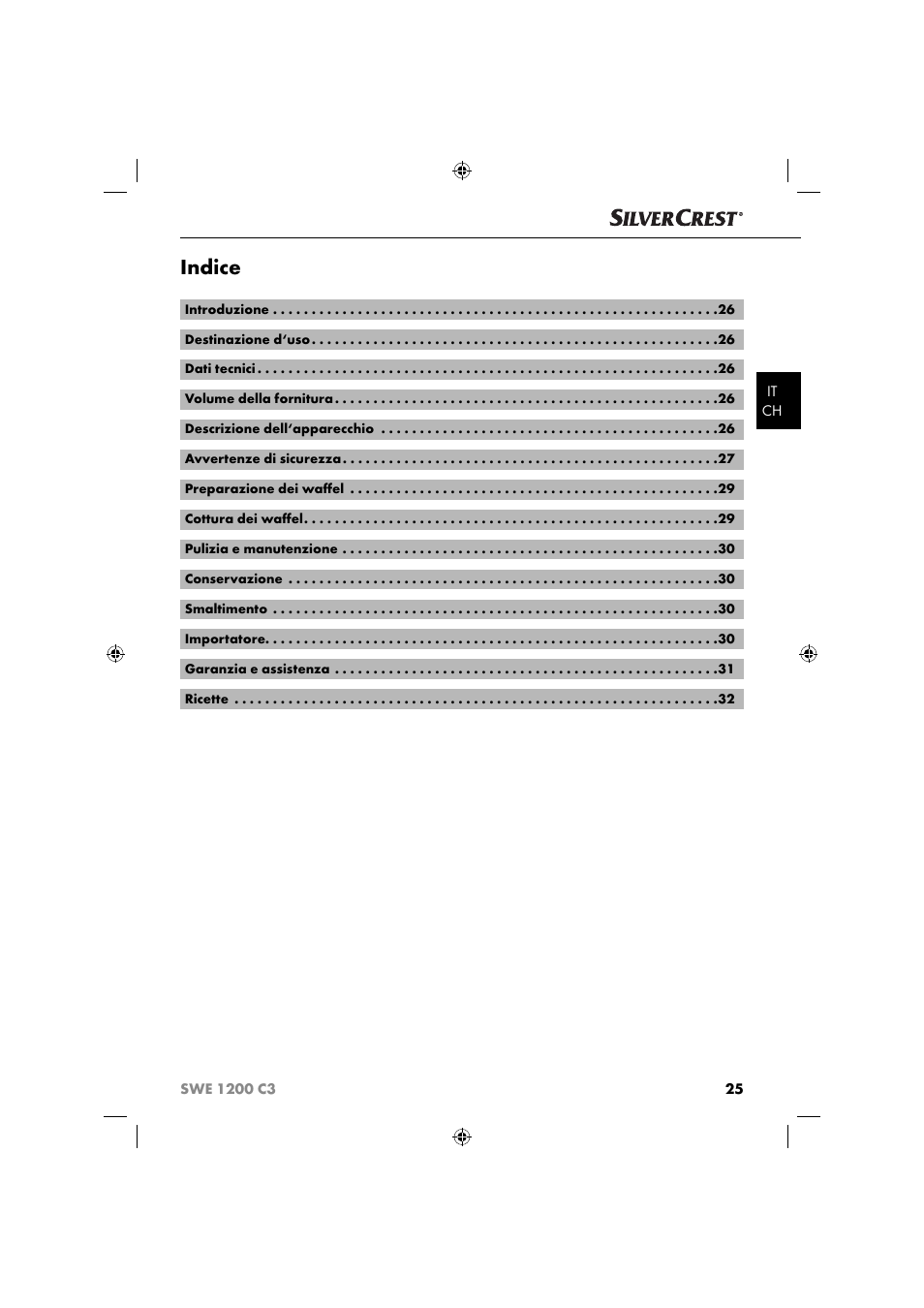 Indice | Silvercrest SWE 1200 C3 User Manual | Page 28 / 52