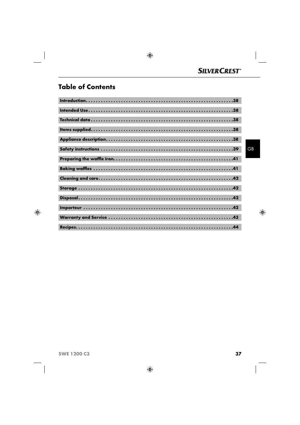 Silvercrest SWE 1200 C3 User Manual | Page 40 / 52