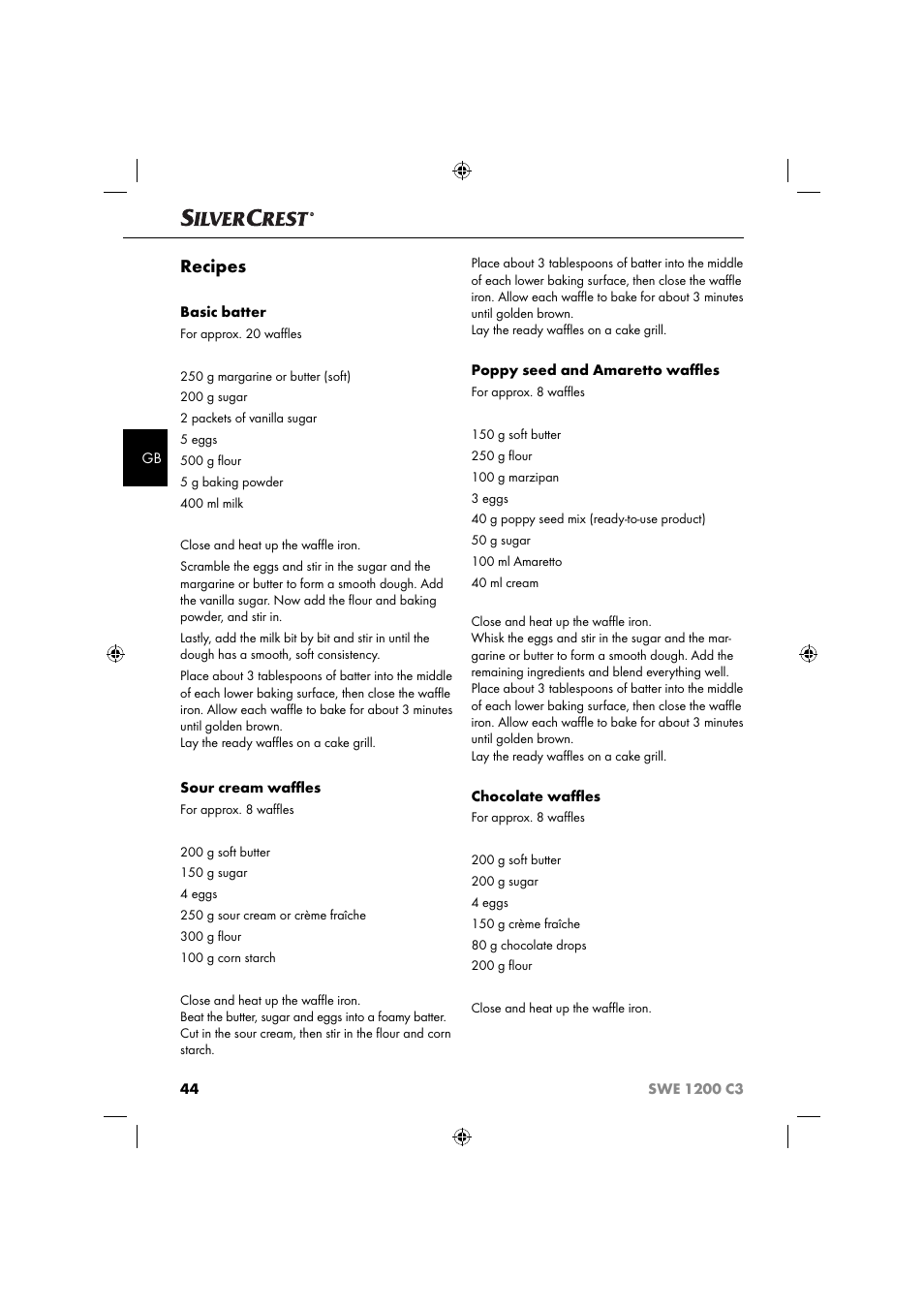 Recipes | Silvercrest SWE 1200 C3 User Manual | Page 47 / 52