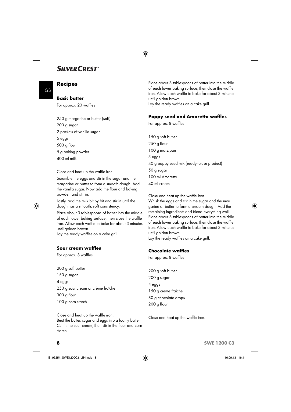 Recipes | Silvercrest SWE 1200 C3 User Manual | Page 11 / 88