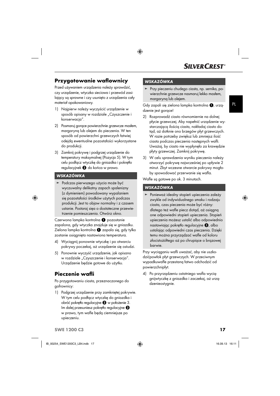 Przygotowanie waﬂ ownicy, Pieczenie waﬂ i | Silvercrest SWE 1200 C3 User Manual | Page 20 / 88