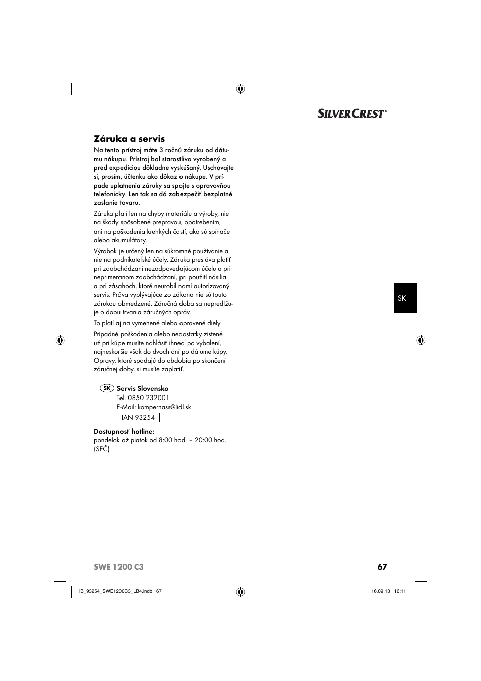 Záruka a servis | Silvercrest SWE 1200 C3 User Manual | Page 70 / 88
