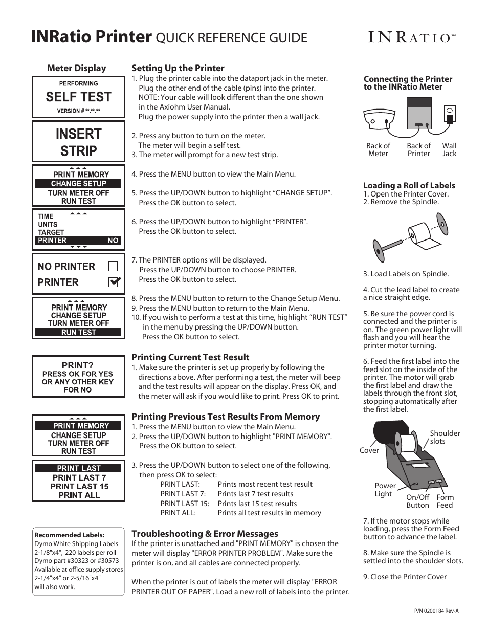 Dymo INRatio Printer User Manual | 1 page