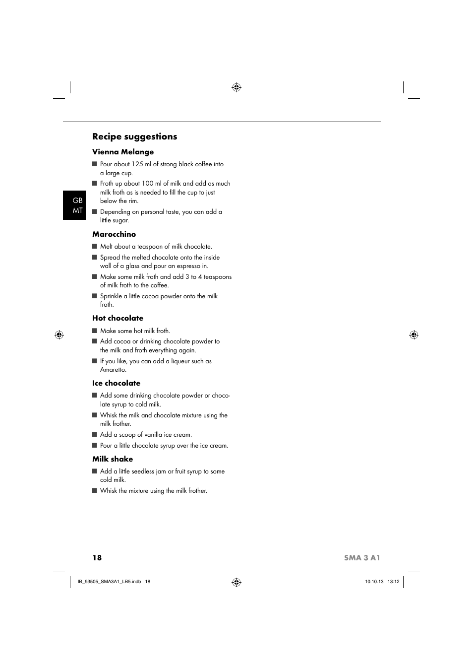 Recipe suggestions | Silvercrest SMA 3 A1 User Manual | Page 21 / 28