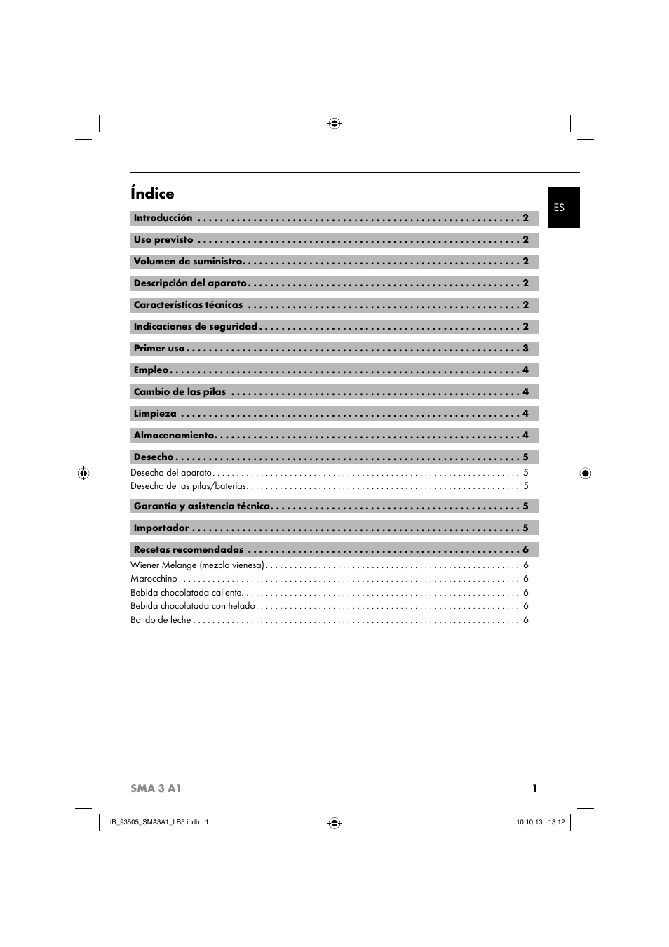 Índice | Silvercrest SMA 3 A1 User Manual | Page 4 / 28