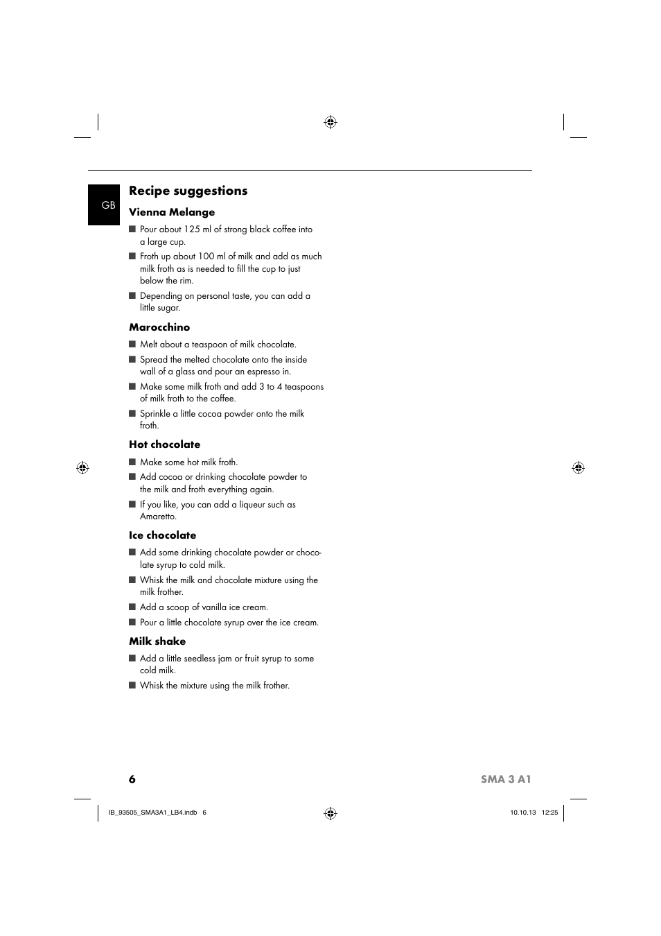Recipe suggestions | Silvercrest SMA 3 A1 User Manual | Page 9 / 34