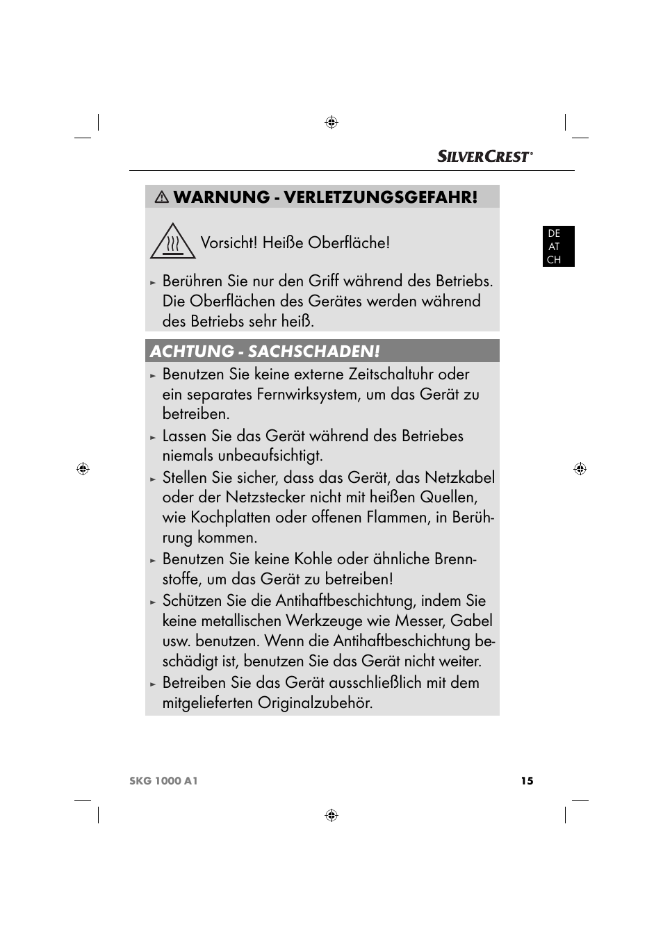 Silvercrest SKG 1000 A1 User Manual | Page 18 / 33