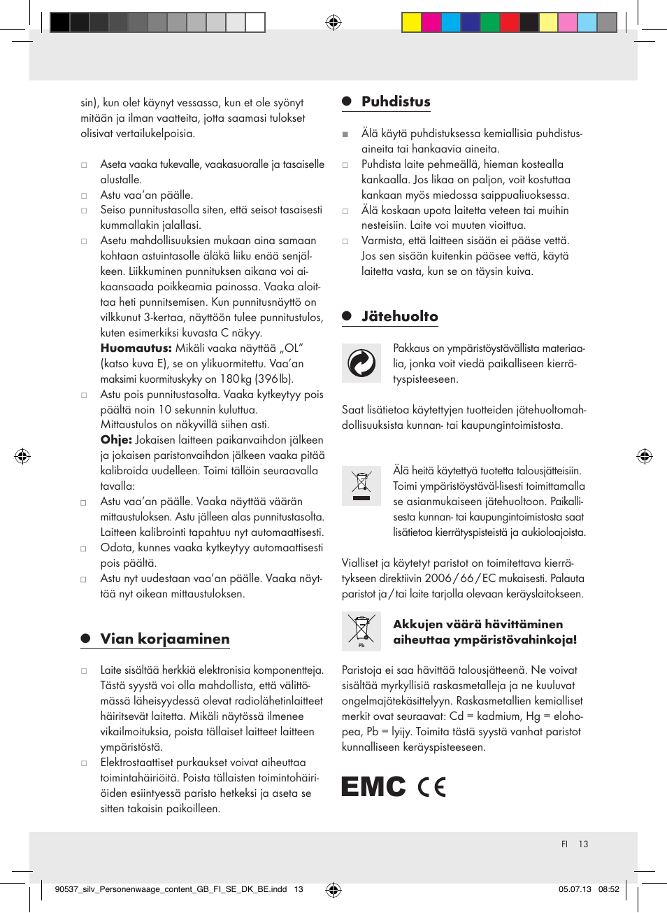 Vian korjaaminen, Puhdistus, Jätehuolto | Silvercrest Z31690/Z31279A User Manual | Page 13 / 37