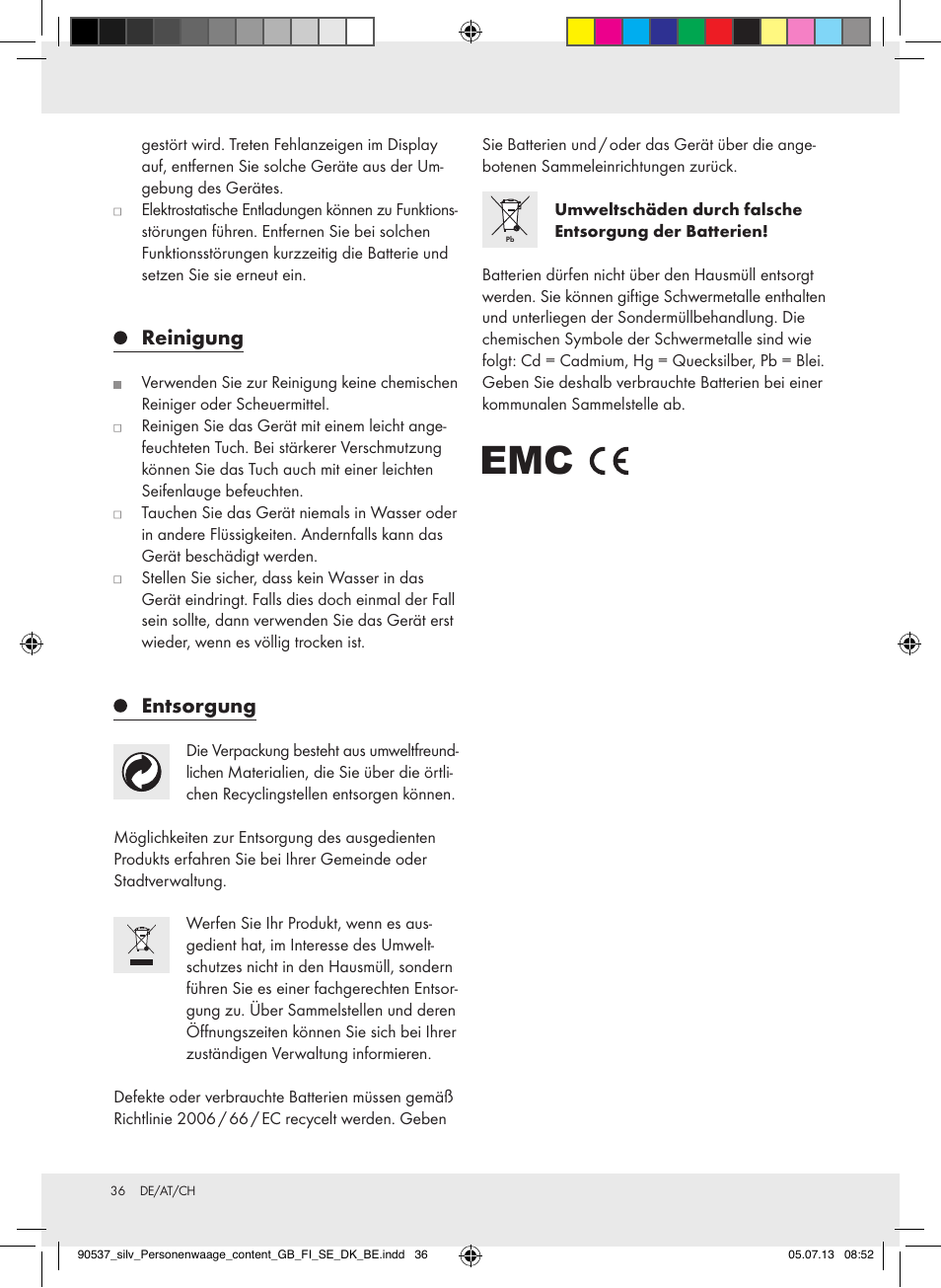 Reinigung, Entsorgung | Silvercrest Z31690/Z31279A User Manual | Page 36 / 37