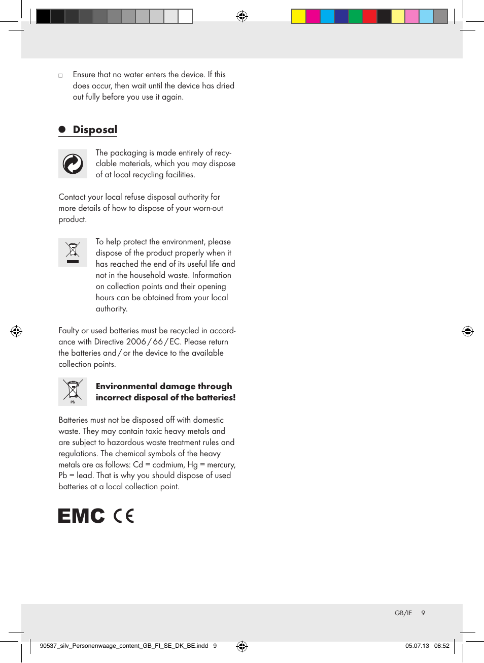 Disposal | Silvercrest Z31690/Z31279A User Manual | Page 9 / 37