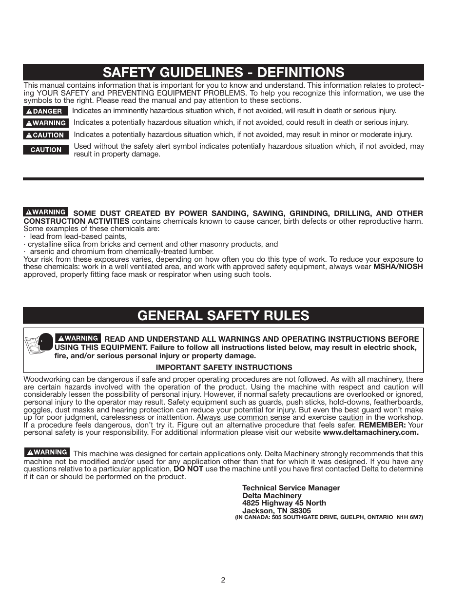 Safety guidelines - definitions, General safety rules | Dymo 31-250 User Manual | Page 2 / 24