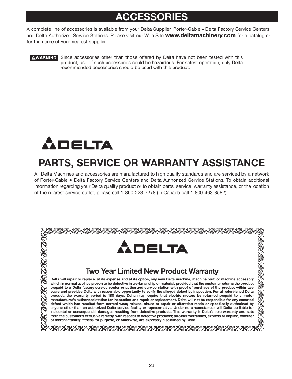 Parts, service or warranty assistance, Accessories, Two year limited new product warranty | Dymo 31-250 User Manual | Page 23 / 24