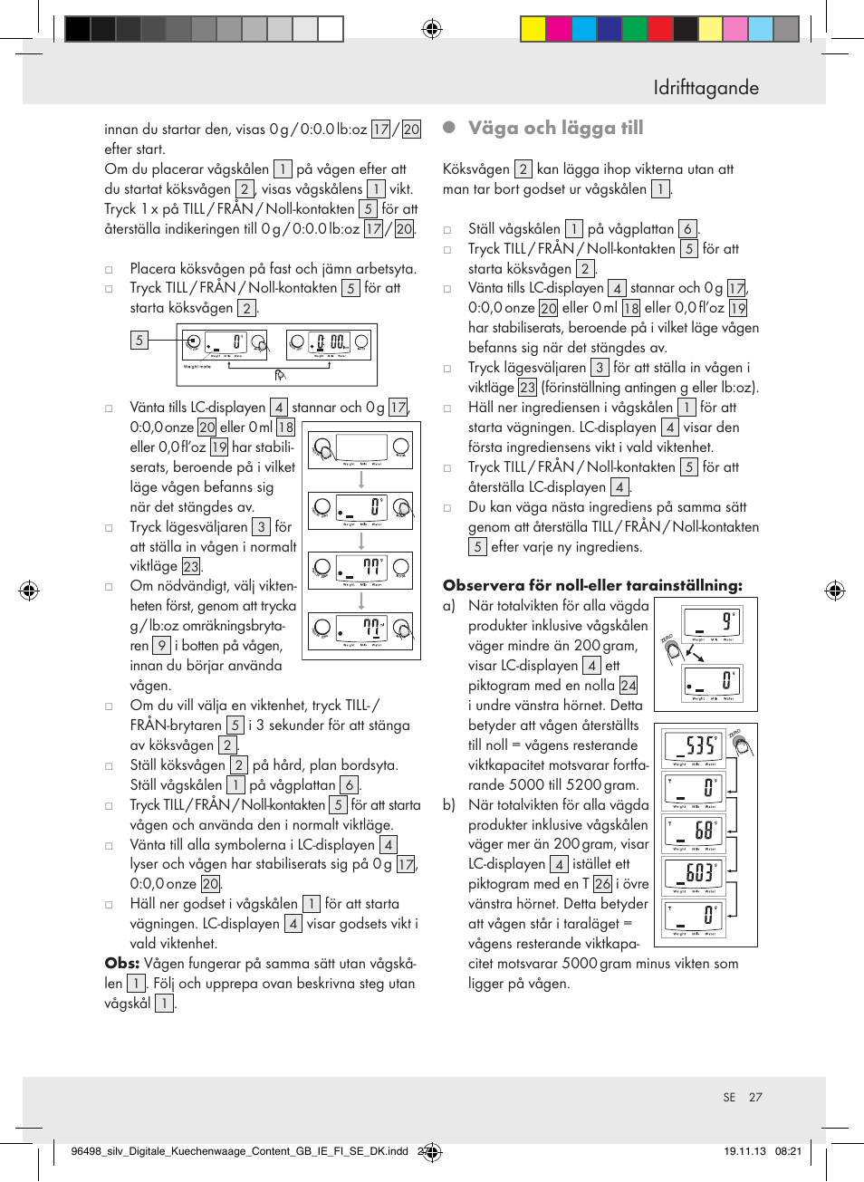 Idrifttagande, Väga och lägga till | Silvercrest Z29852A/Z29852B User Manual | Page 27 / 67