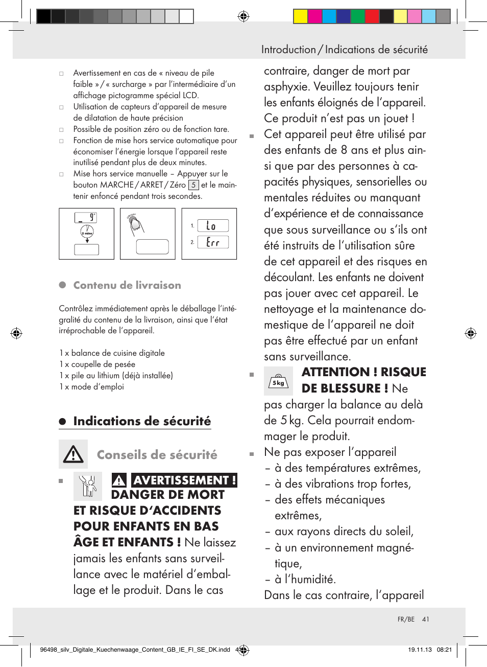 Indications de sécurité conseils de sécurité | Silvercrest Z29852A/Z29852B User Manual | Page 41 / 67