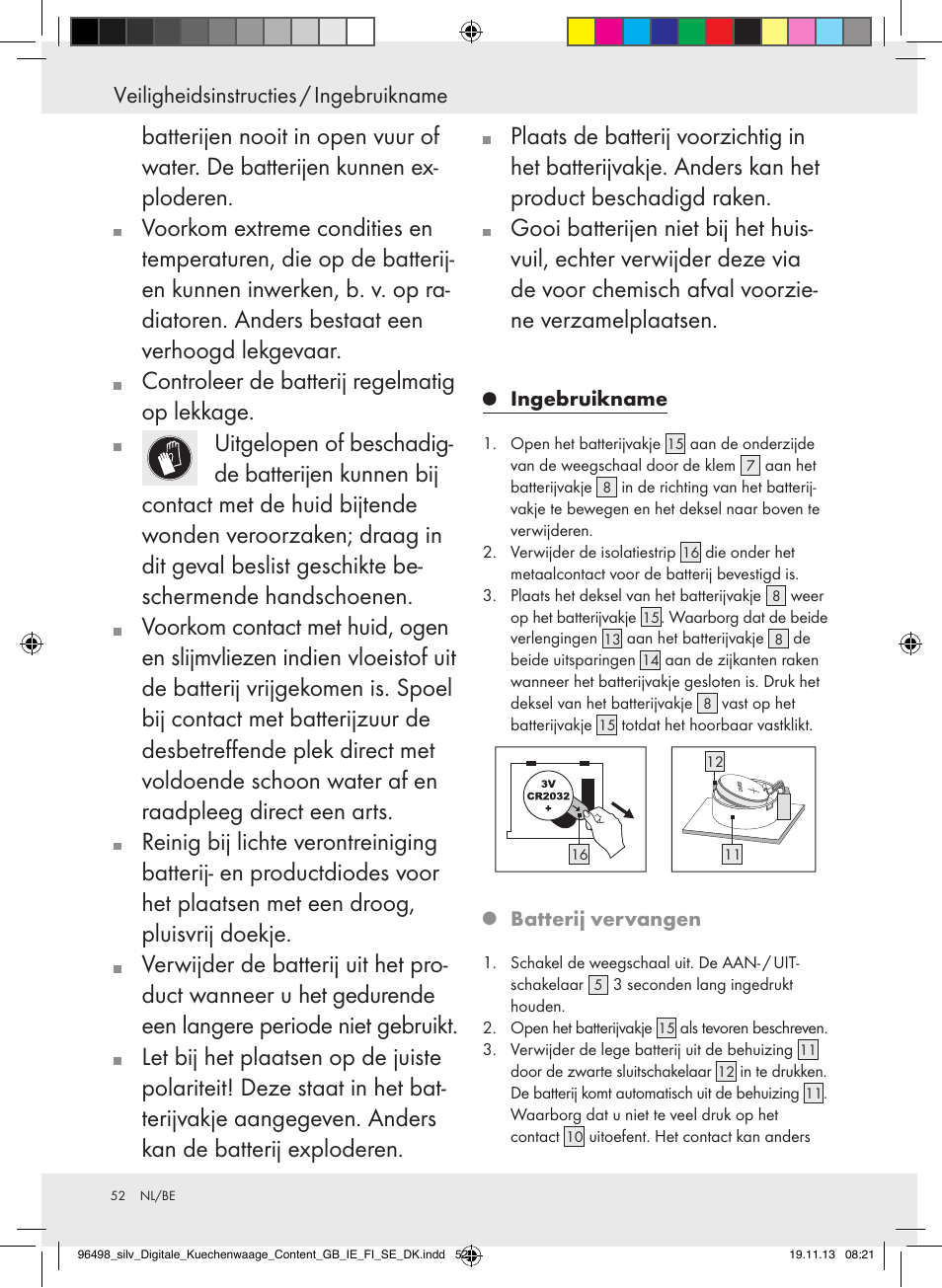 Veiligheidsinstructies / ingebruikname | Silvercrest Z29852A/Z29852B User Manual | Page 52 / 67