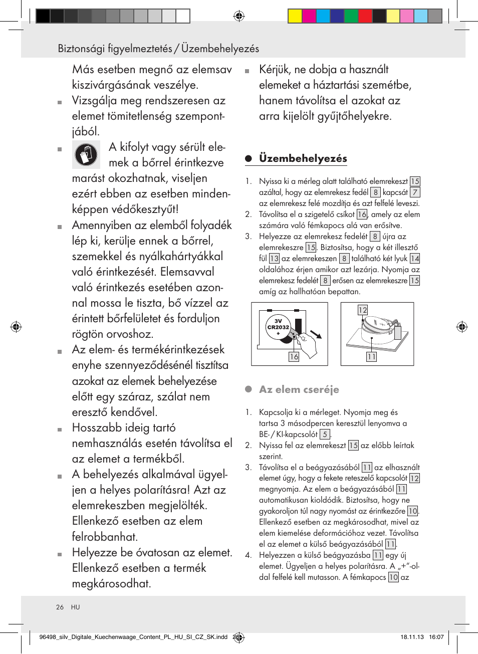 Biztonsági figyelmeztetés / üzembehelyezés | Silvercrest Z29852A/Z29852B User Manual | Page 26 / 69