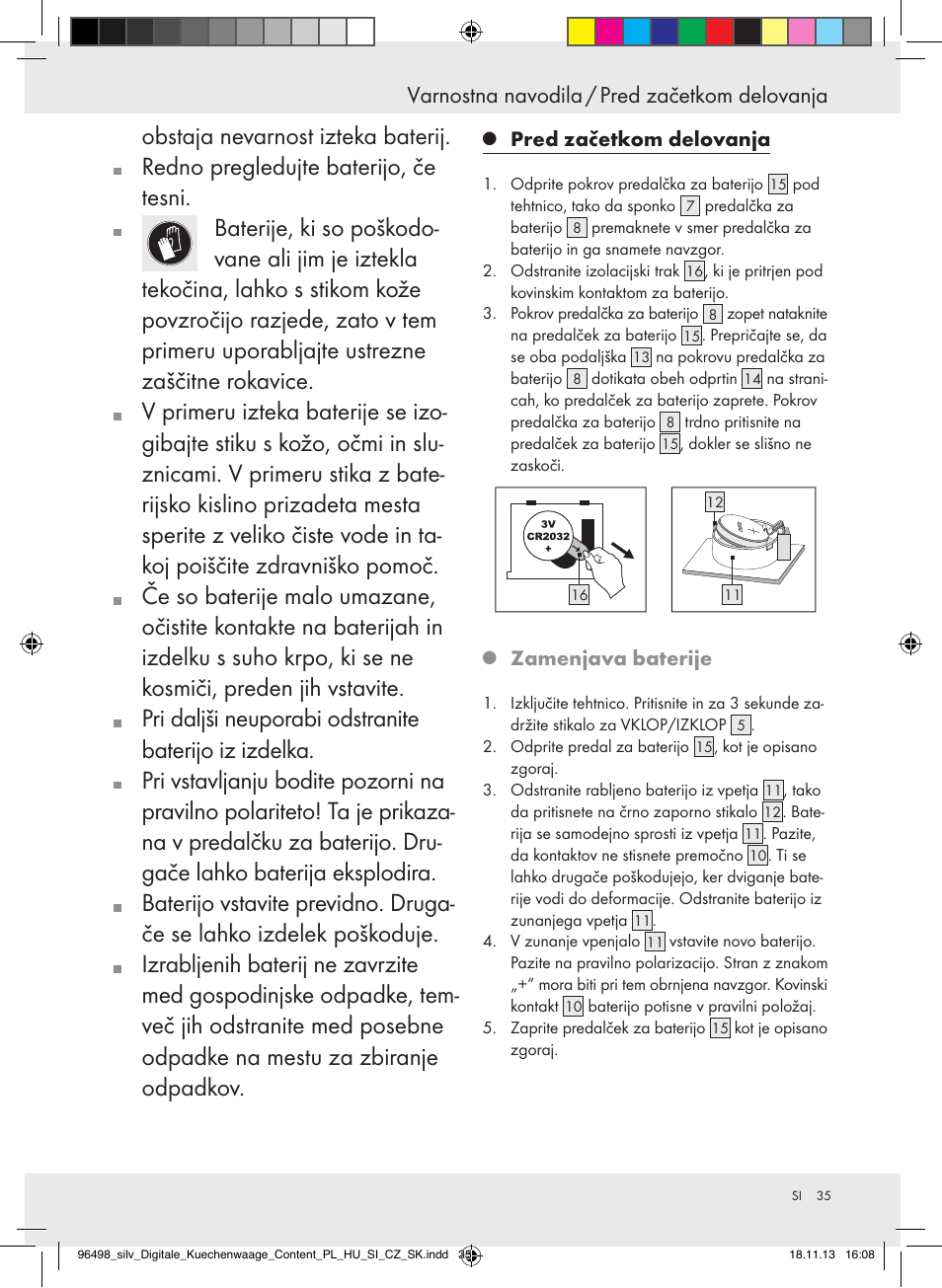 Varnostna navodila / pred začetkom delovanja | Silvercrest Z29852A/Z29852B User Manual | Page 35 / 69