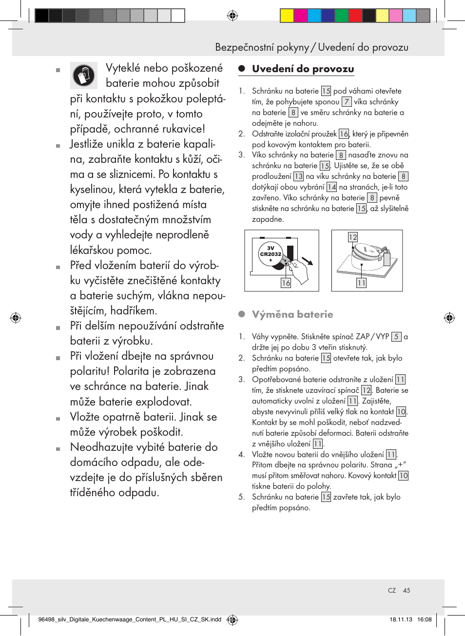 Bezpečnostní pokyny / uvedení do provozu | Silvercrest Z29852A/Z29852B User Manual | Page 45 / 69