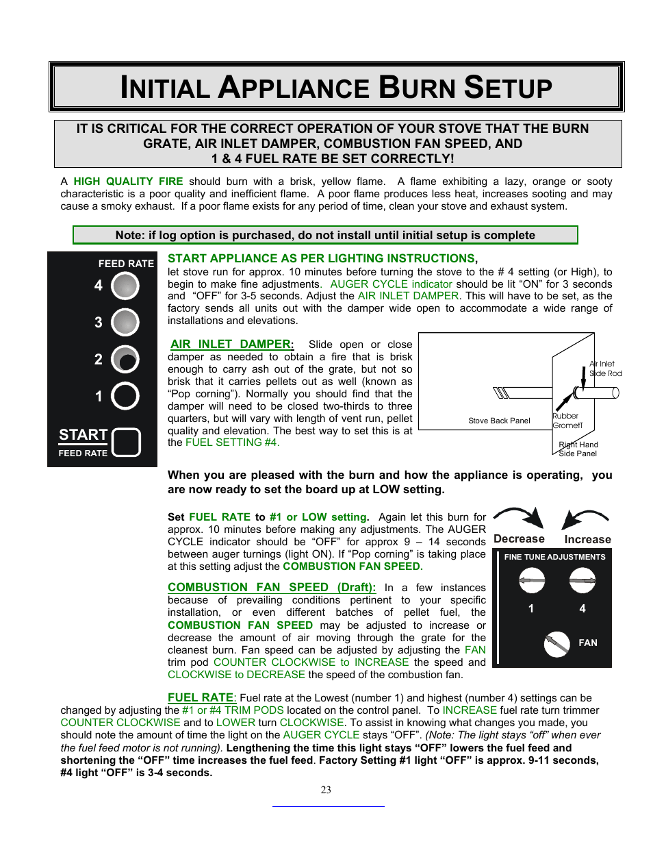 Nitial, Ppliance, Etup | Start | Dansons Group CC3 User Manual | Page 23 / 37