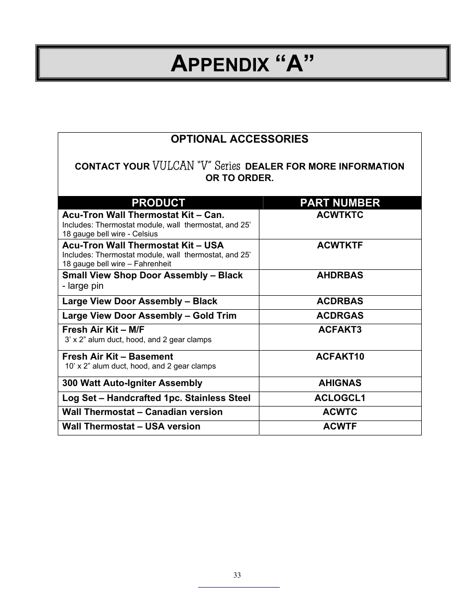Ppendix, Vulcan “v” series | Dansons Group CC3 User Manual | Page 33 / 37
