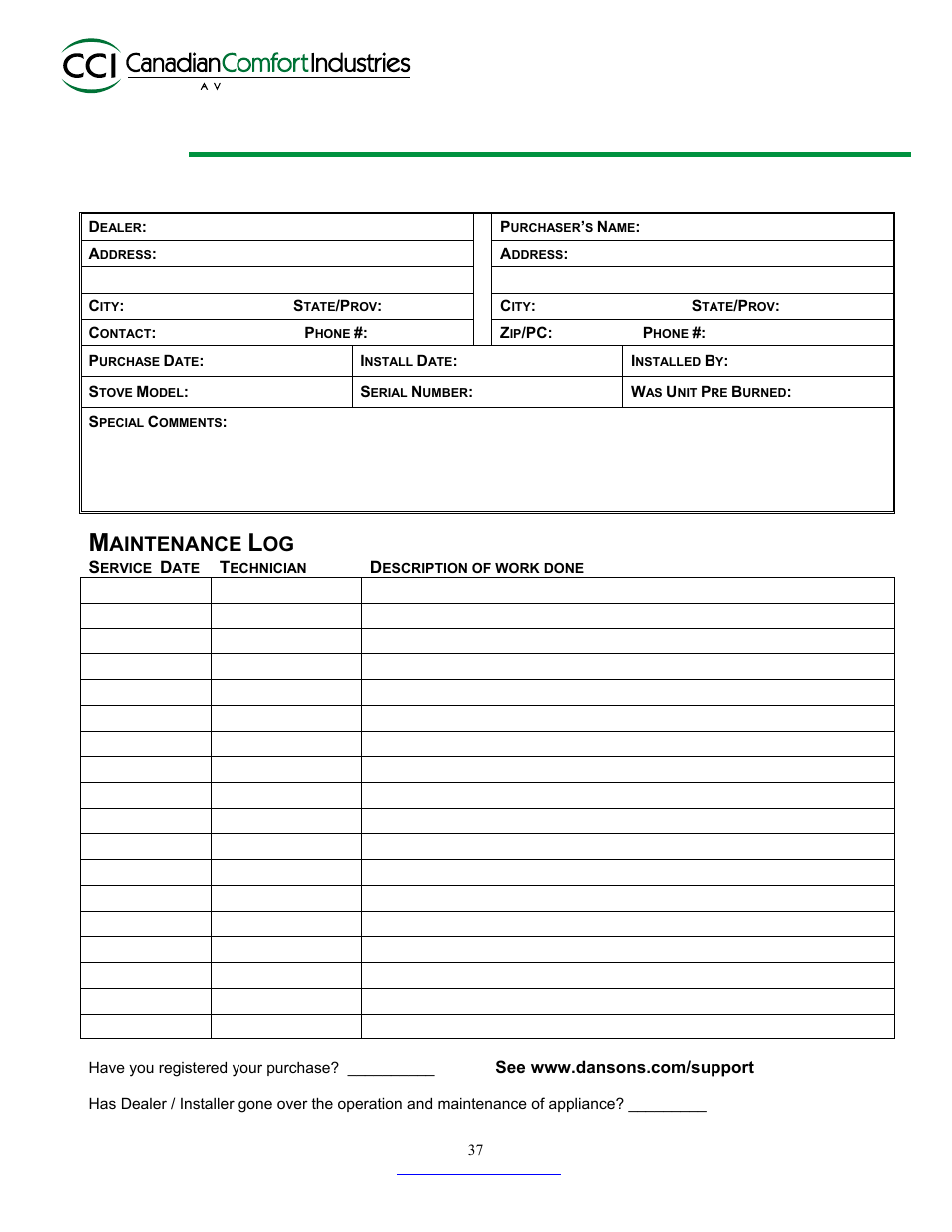 Aintenance | Dansons Group CC3 User Manual | Page 37 / 37