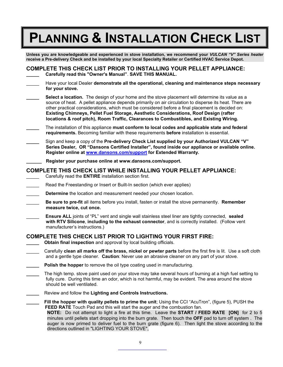 Lanning, Nstallation, Heck | Dansons Group CC3 User Manual | Page 9 / 37