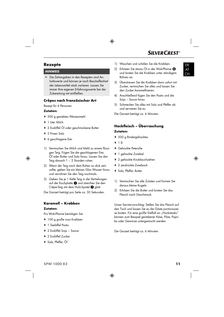 Rezepte | Silvercrest SPW 1000 B2 User Manual | Page 14 / 52