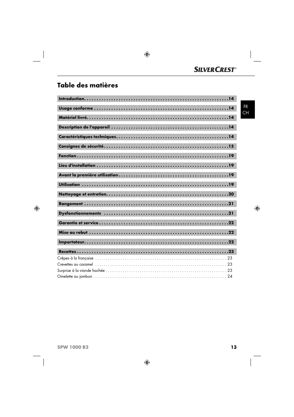 Silvercrest SPW 1000 B2 User Manual | Page 16 / 52