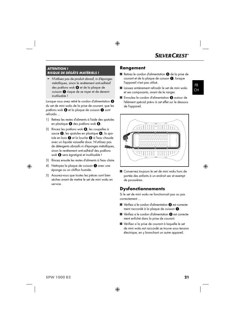 Rangement, Dysfonctionnements | Silvercrest SPW 1000 B2 User Manual | Page 24 / 52