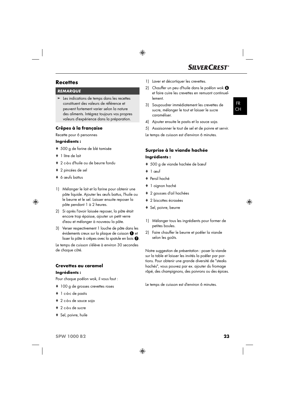 Recettes | Silvercrest SPW 1000 B2 User Manual | Page 26 / 52