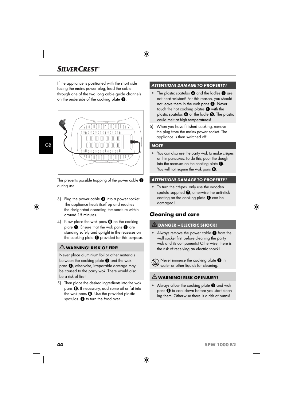 Cleaning and care | Silvercrest SPW 1000 B2 User Manual | Page 47 / 52