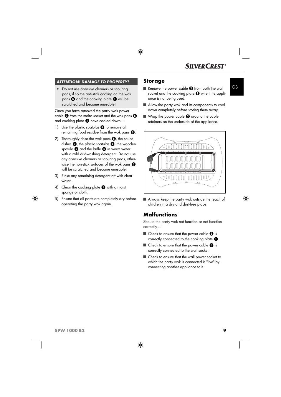 Storage, Malfunctions | Silvercrest SPW 1000 B2 User Manual | Page 12 / 64