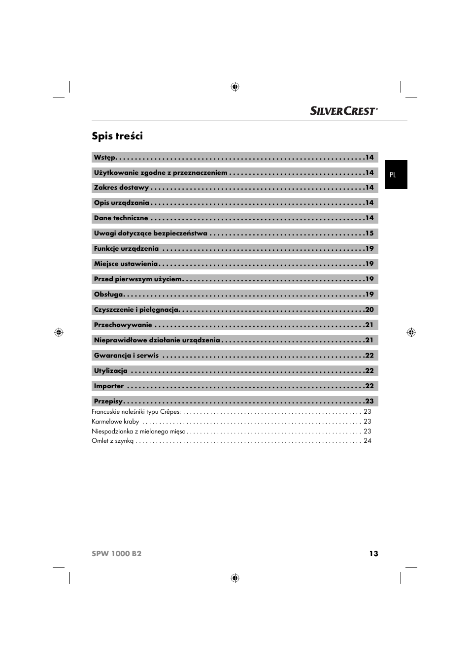 Silvercrest SPW 1000 B2 User Manual | Page 16 / 64