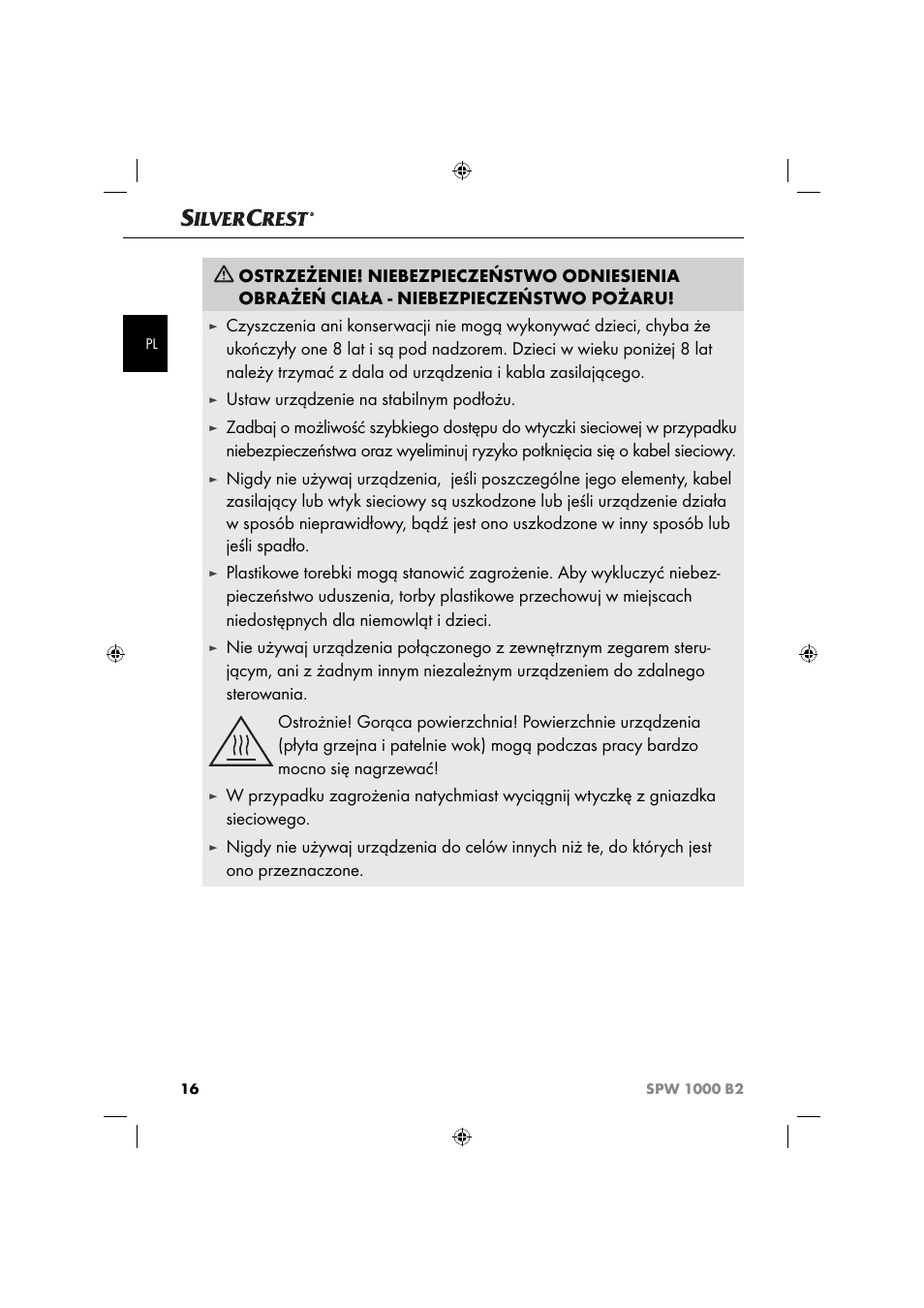 Ustaw urządzenie na stabilnym podłożu | Silvercrest SPW 1000 B2 User Manual | Page 19 / 64