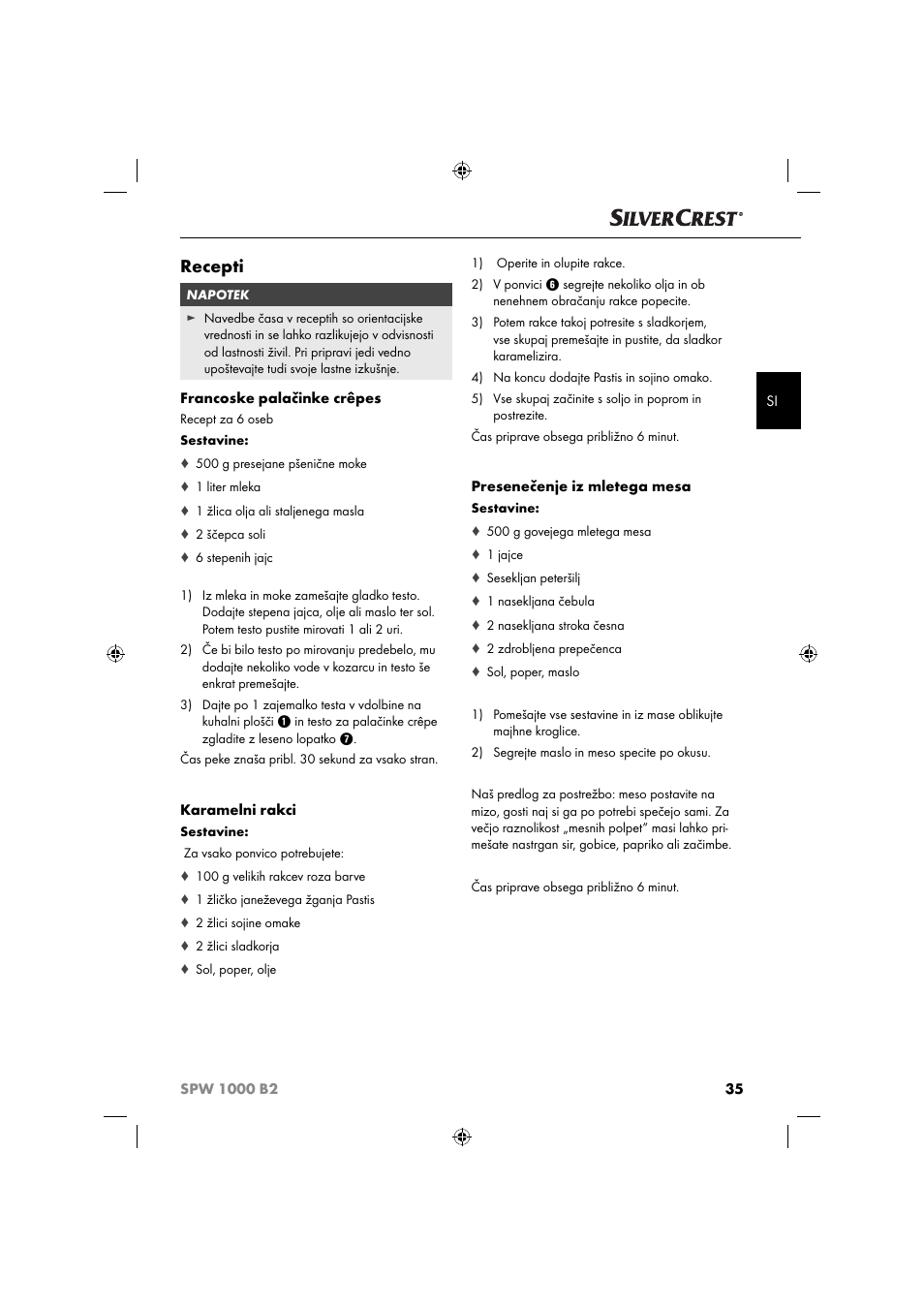 Recepti | Silvercrest SPW 1000 B2 User Manual | Page 38 / 64