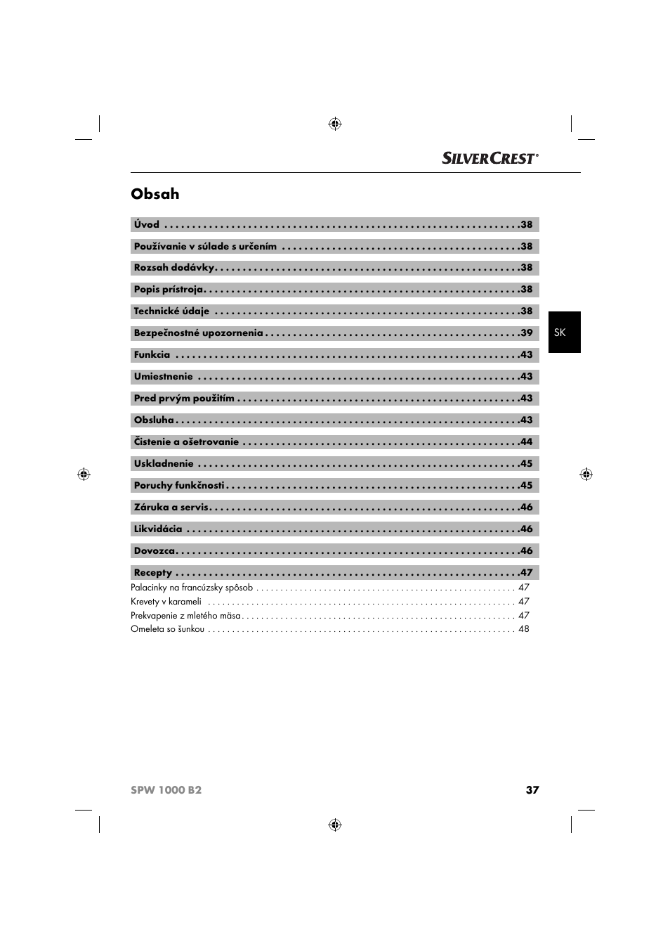 Silvercrest SPW 1000 B2 User Manual | Page 40 / 64