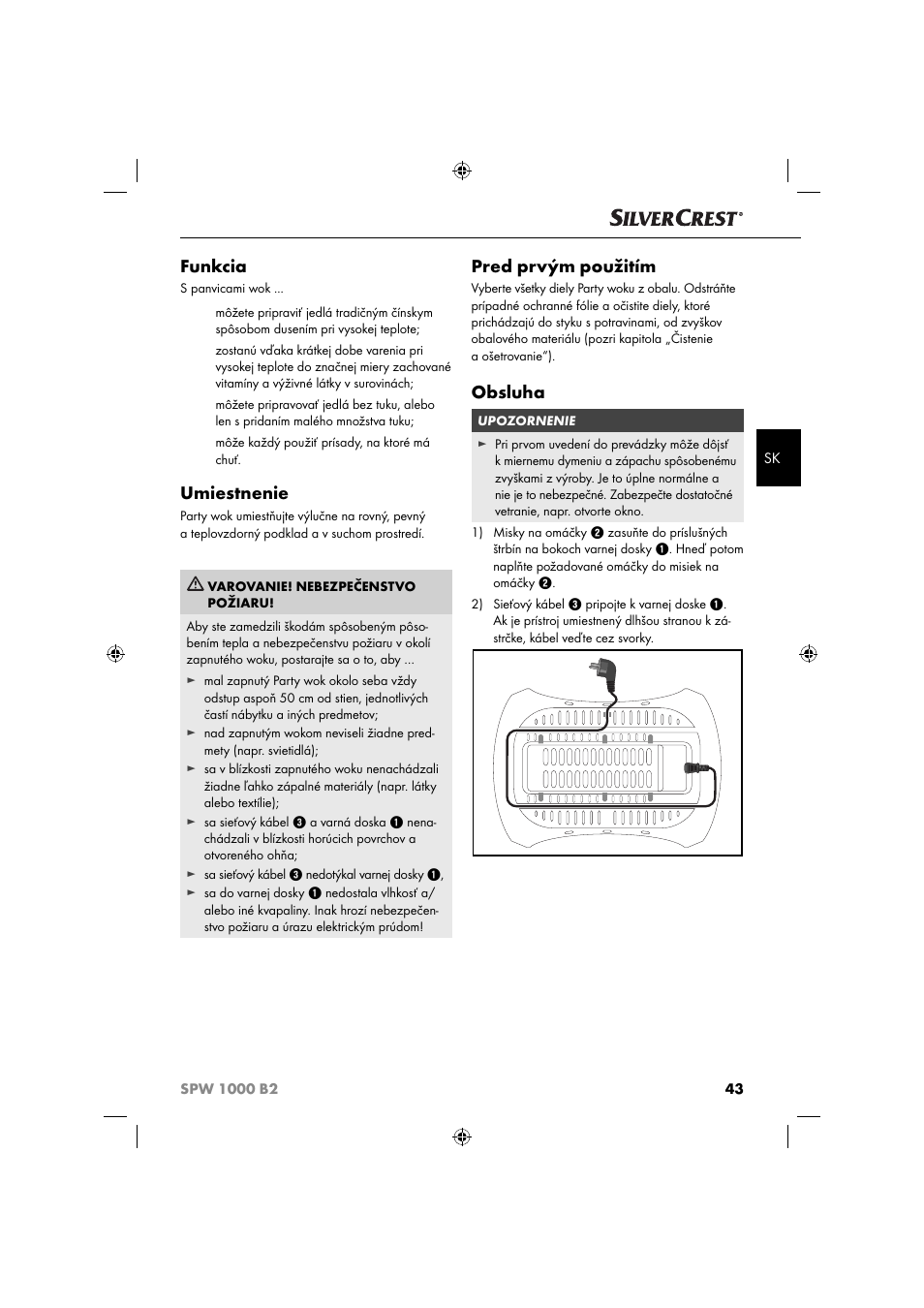 Funkcia, Umiestnenie, Pred prvým použitím | Obsluha | Silvercrest SPW 1000 B2 User Manual | Page 46 / 64