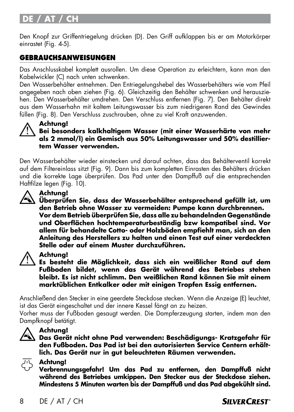 De / at / ch | Silvercrest SDM 1500 A1 User Manual | Page 10 / 64