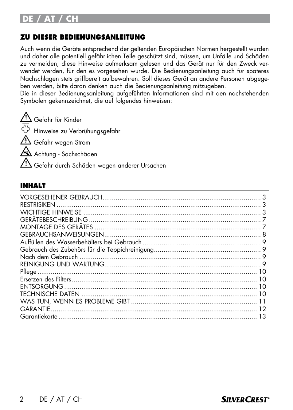 De / at / ch | Silvercrest SDM 1500 A1 User Manual | Page 4 / 64