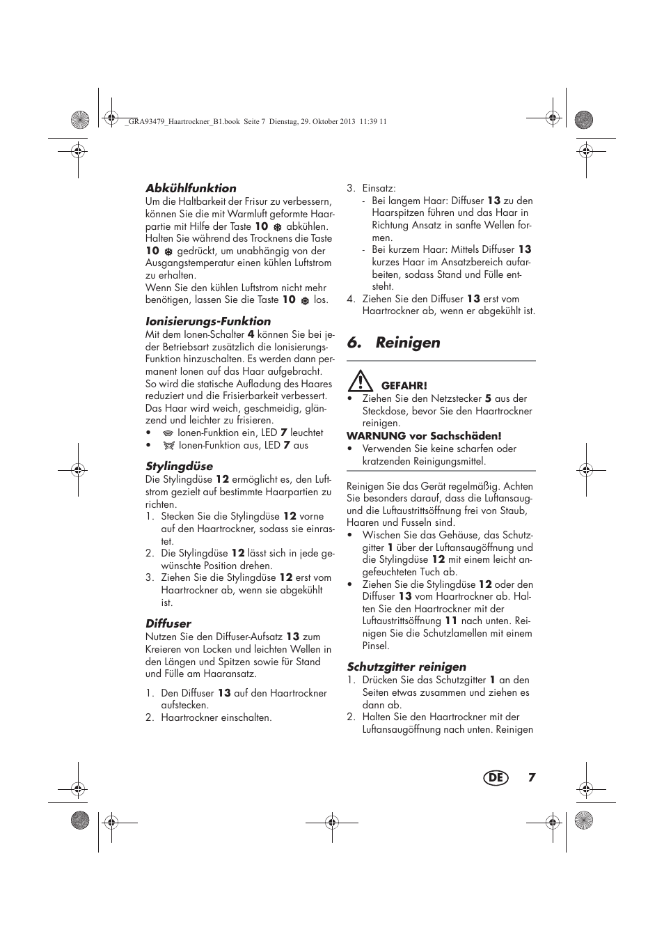 Reinigen | Silvercrest SHTR 2200 B1 User Manual | Page 9 / 54