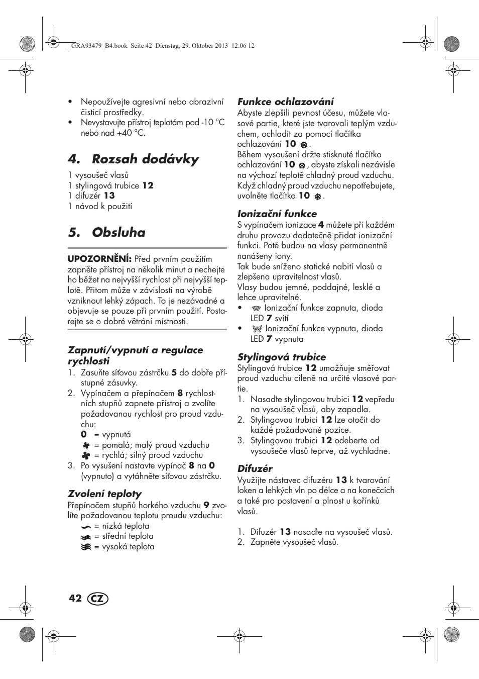 Rozsah dodávky, Obsluha | Silvercrest SHTR 2200 B1 User Manual | Page 44 / 66