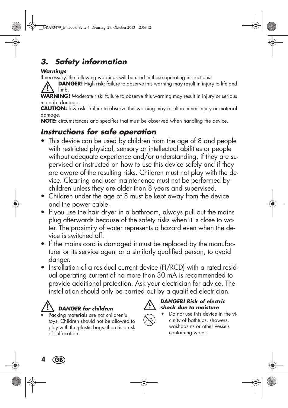 Safety information, Instructions for safe operation | Silvercrest SHTR 2200 B1 User Manual | Page 6 / 66