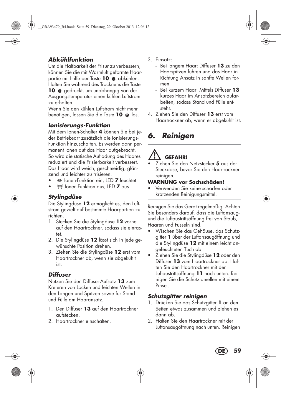 Reinigen | Silvercrest SHTR 2200 B1 User Manual | Page 61 / 66