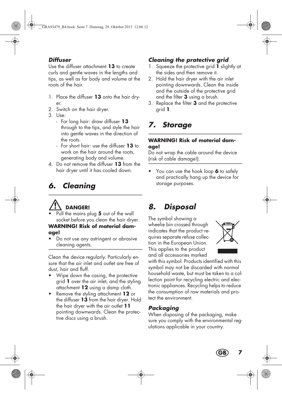 Cleaning, Storage, Disposal | Silvercrest SHTR 2200 B1 User Manual | Page 9 / 66