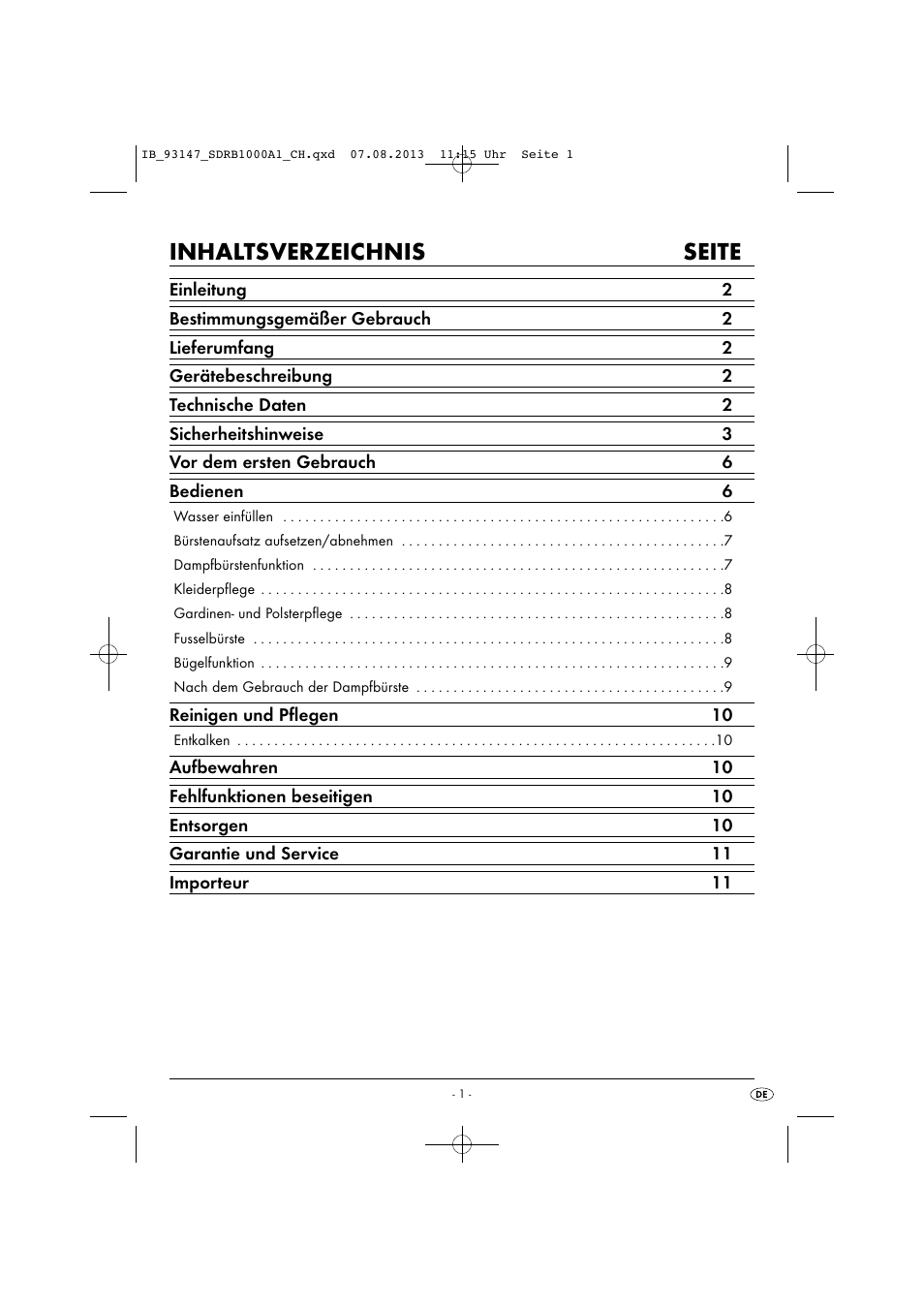 Inhaltsverzeichnis seite | Silvercrest SDRB 1000 A1 User Manual | Page 4 / 51