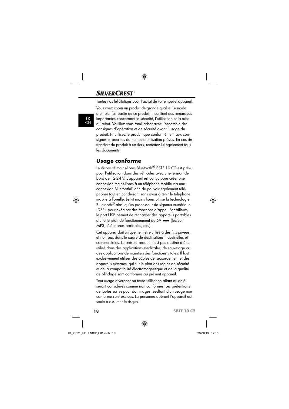 Usage conforme | Silvercrest SBTF 10 C2 User Manual | Page 21 / 86