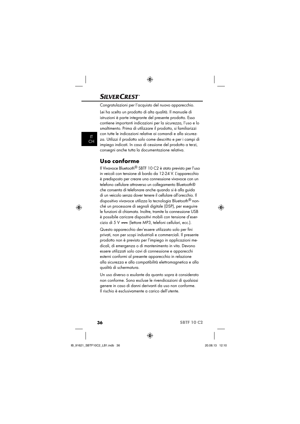 Uso conforme | Silvercrest SBTF 10 C2 User Manual | Page 39 / 86