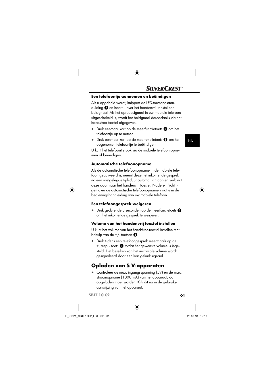 Opladen van 5 v-apparaten | Silvercrest SBTF 10 C2 User Manual | Page 64 / 86