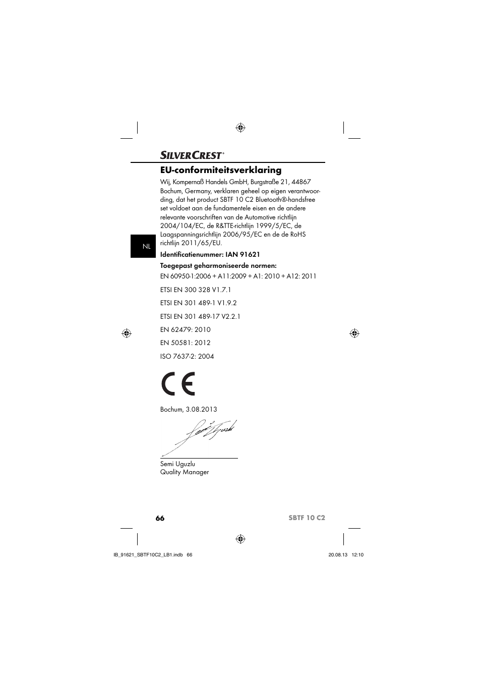 Eu-conformiteitsverklaring | Silvercrest SBTF 10 C2 User Manual | Page 69 / 86