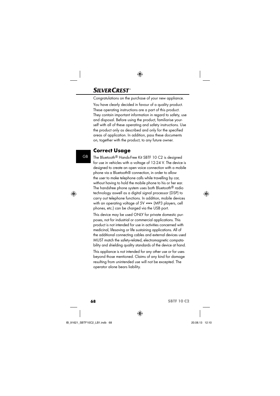 Correct usage | Silvercrest SBTF 10 C2 User Manual | Page 71 / 86